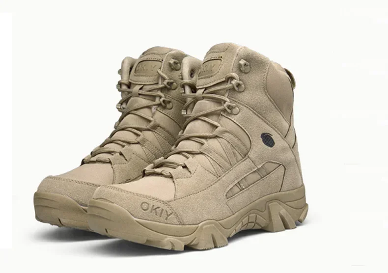 Mens Fashion Combat Boots - Sepatu Hiking Kulit Outdoor Pria untuk
