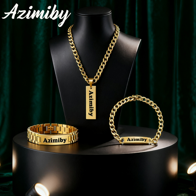 Men'S Fashion Jewelry Bracelets - Set Kalung dan Gelang Gaya Punk