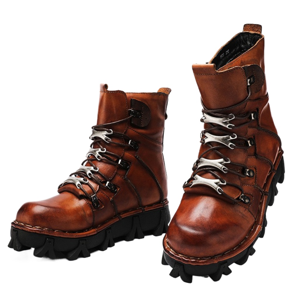 Mens Fashion Combat Boots - Sepatu Bot Kulit Sapi Asli Pria