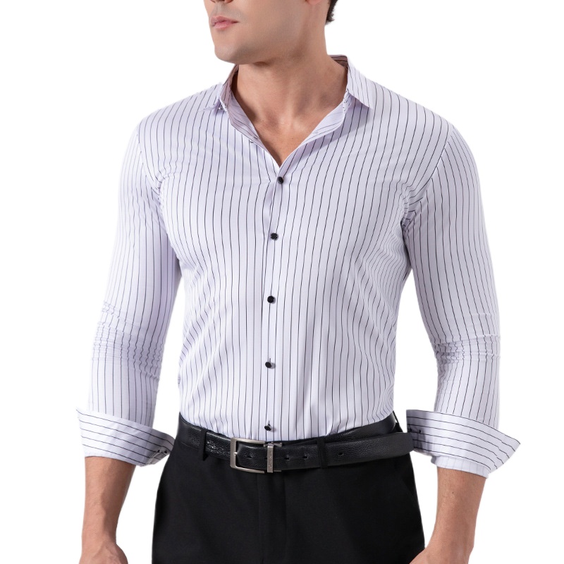Mens Fashion Dress - Kemeja Pria Retro Bergaris Anti Kusut