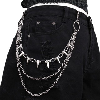 Men'S Fashion Linen Pants - Rantai Pinggang Unisex Hip Hop Punk
