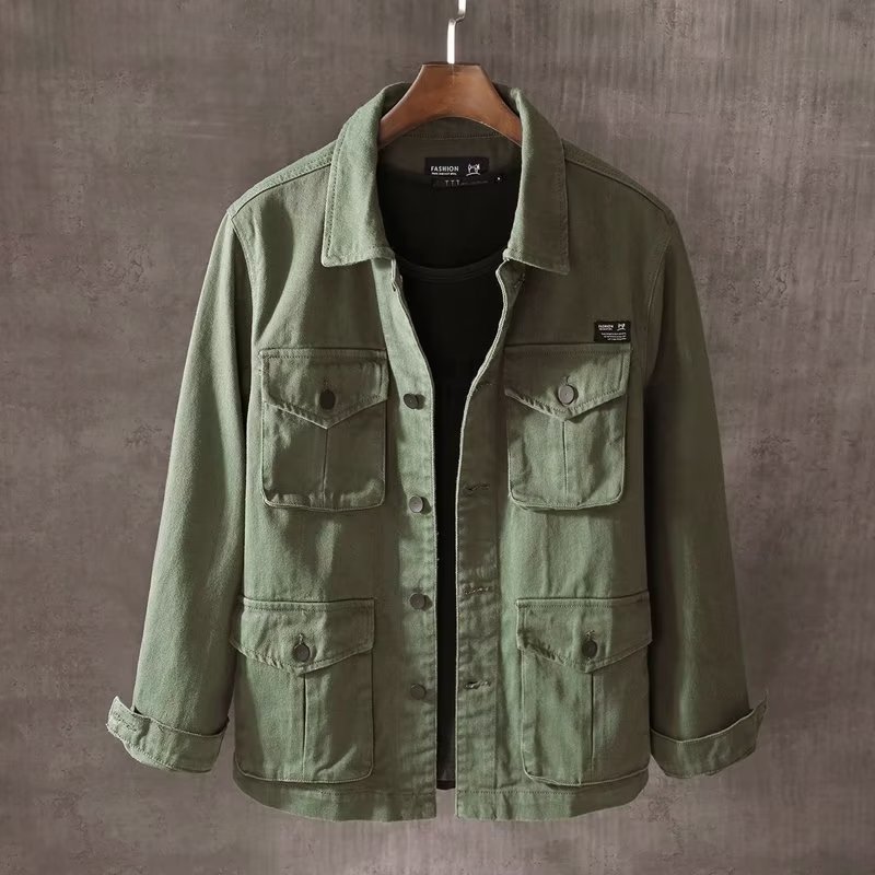 Mens Fashion Denim Jacket - Jaket Longgar Kasual Fashion Pria Baru