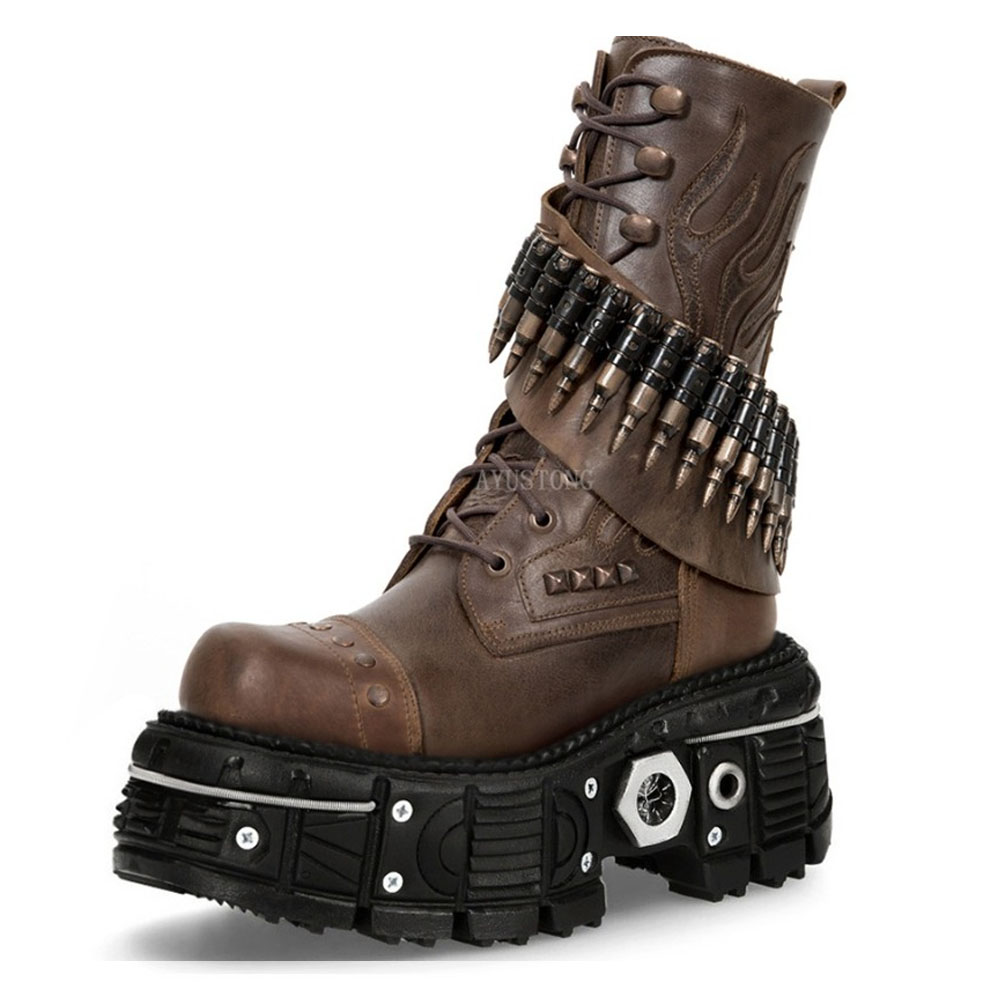 Mens Fashion Combat Boots - Sepatu Bot Motor Kulit Asli Model