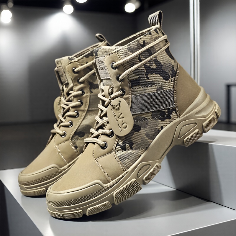 Mens Fashion Combat Boots - Sepatu Bot Tempur Pria Model Mid-top