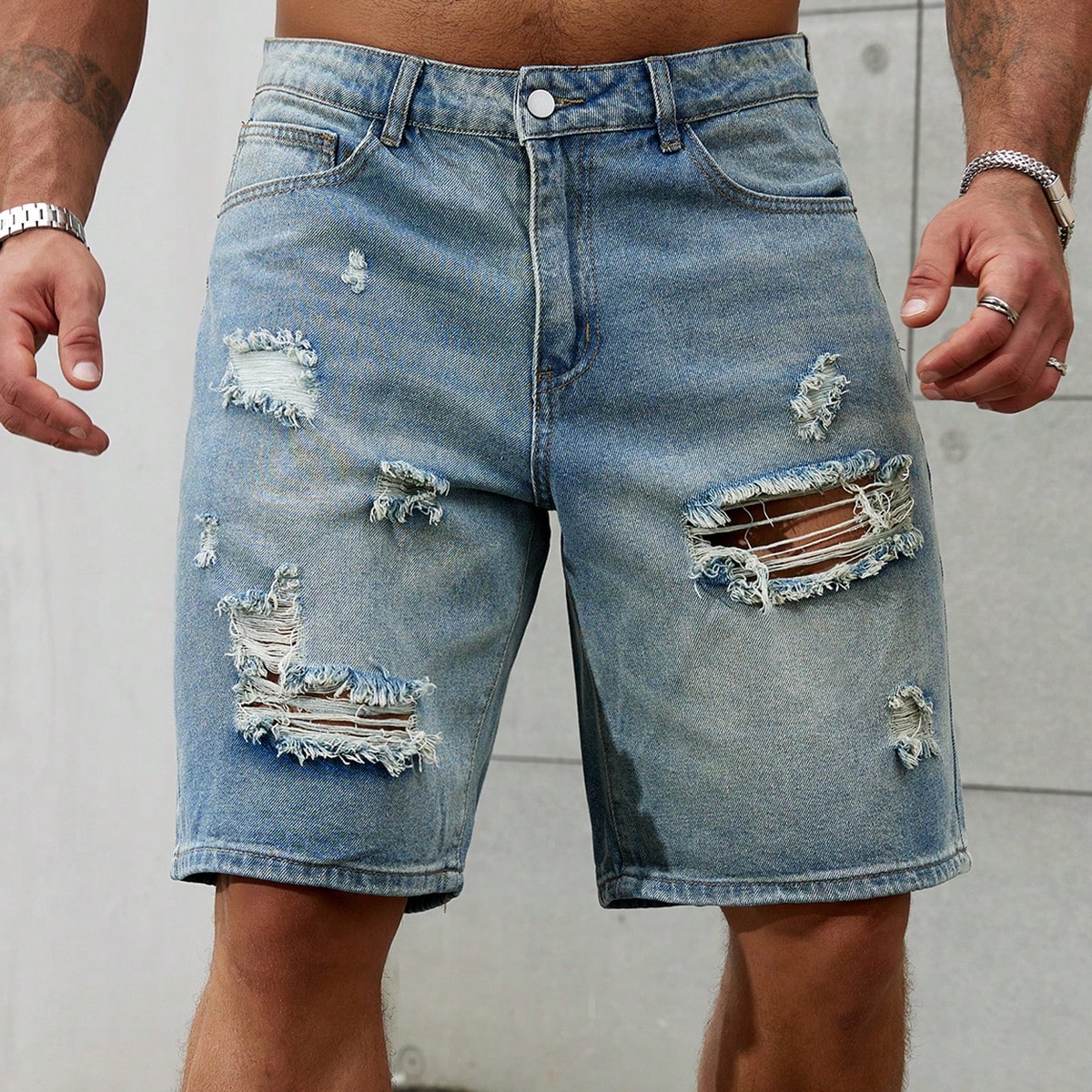 Men'S Fashion Linen Pants - Celana pendek Jeans sobek pria, bawahan