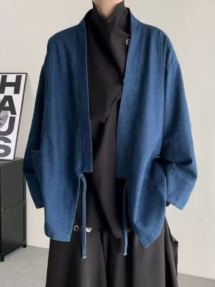 Mens Fashion Denim Jacket - Mantel Denim Gaya Jepang Vintage Pria