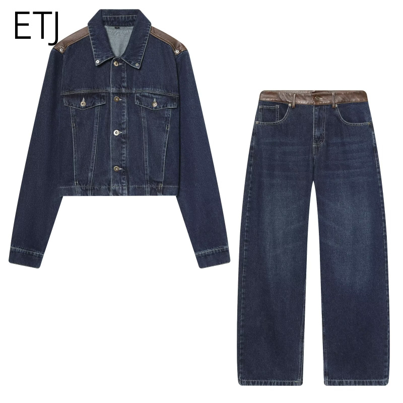 Denim Jacket Vintage - Set Jaket & Celana Jeans Wanita