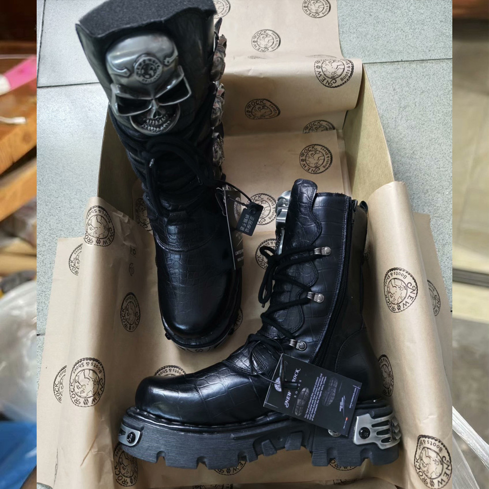Mens Fashion Combat Boots - Sepatu Bot Motor Kulit Asli Pria