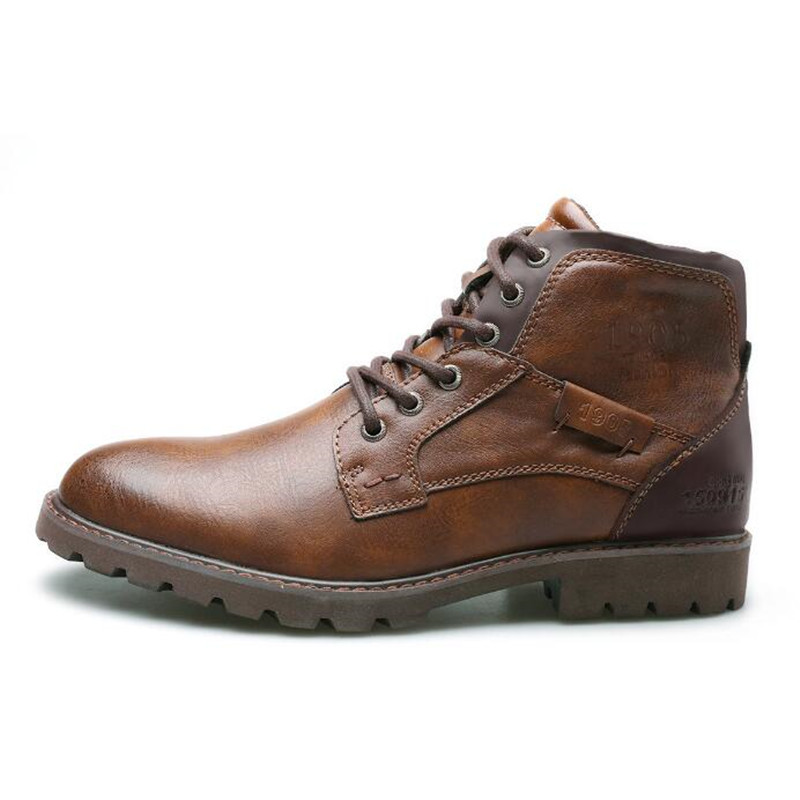 Mens Fashion Combat Boots - Sepatu Bot Pergelangan Kaki Pria Kulit