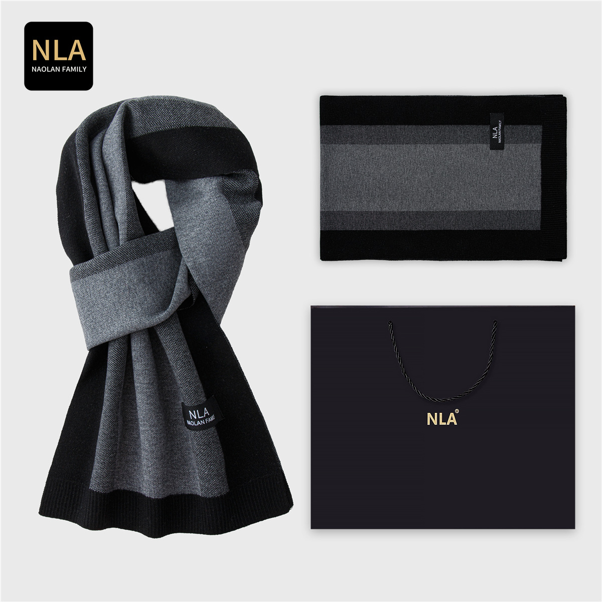 Men Scarf Wool - Kotak Hadiah Syal Wol Rajut Pria