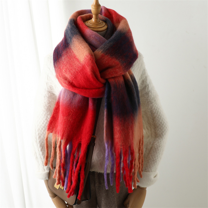 Men Scarf Wool - Syal Kotak-kotak Musim Gugur Musim Dingin