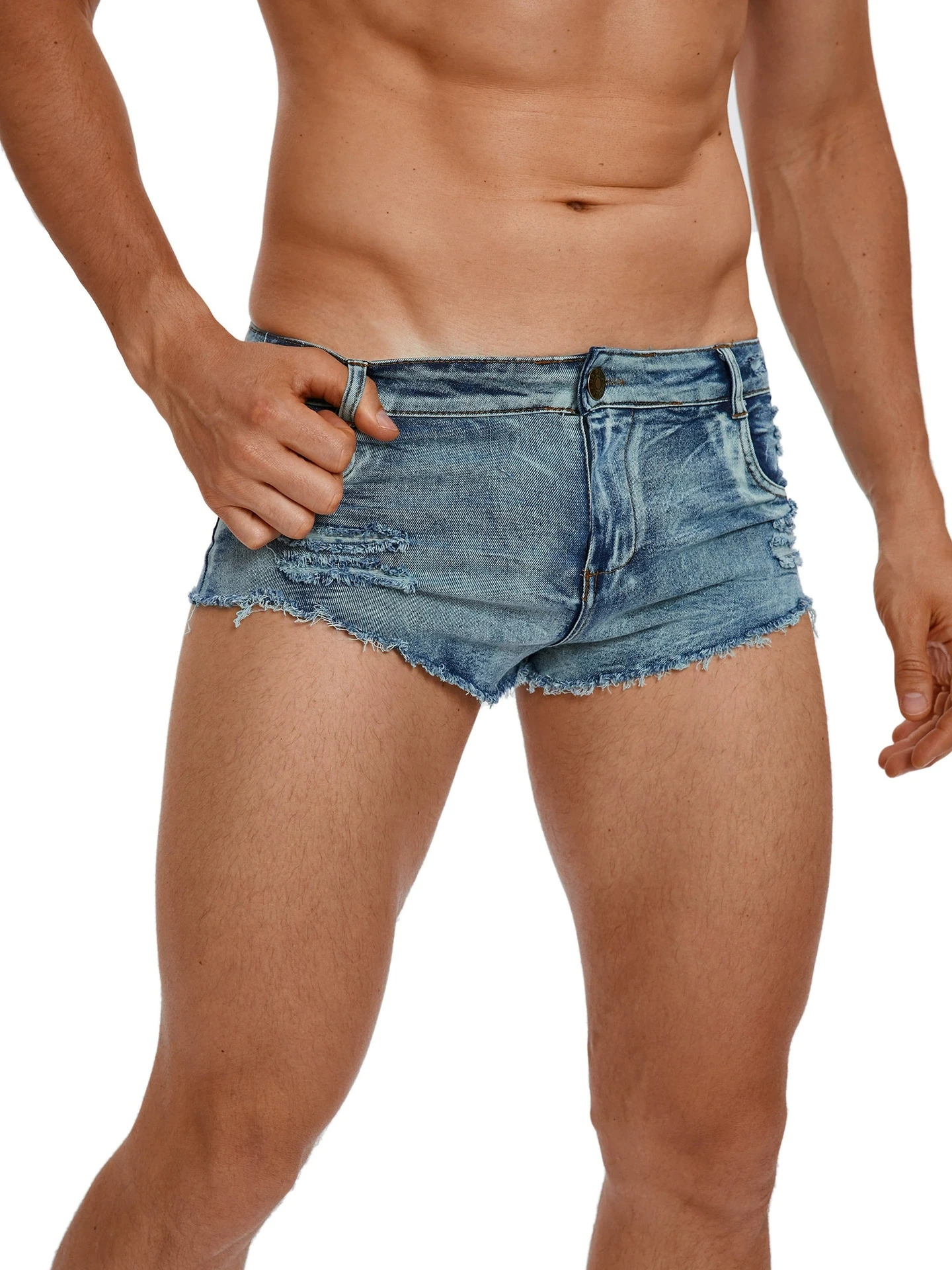 Men'S Fashion Linen Pants - Celana Pendek Jeans Pinggang Rendah Pria