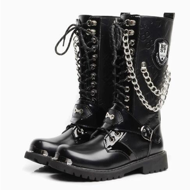 Mens Fashion Combat Boots - Sepatu Bot Motor Pria Model Mid-calf