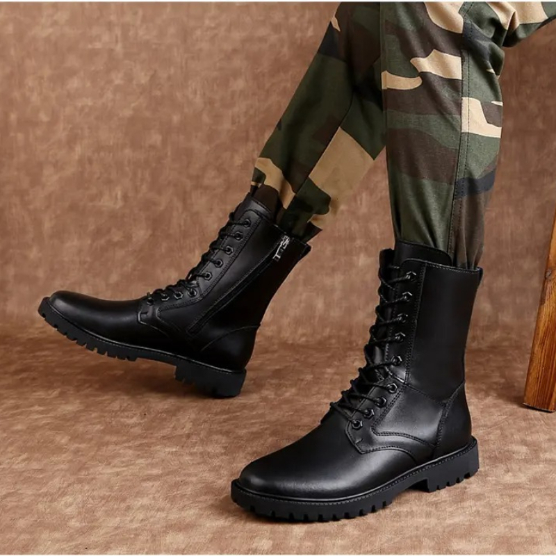 Sepatu Bot Kulit Pria Setinggi - Mens Fashion Combat Boots ulasan dan harga
