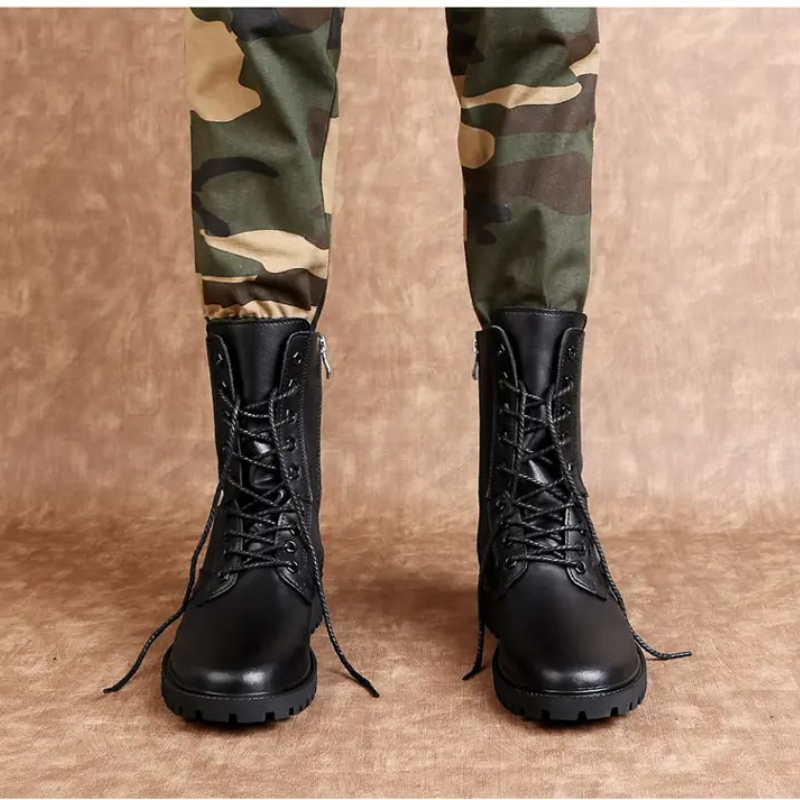 Sepatu Bot Kulit Pria Setinggi - Mens Fashion Combat Boots ulasan dan harga