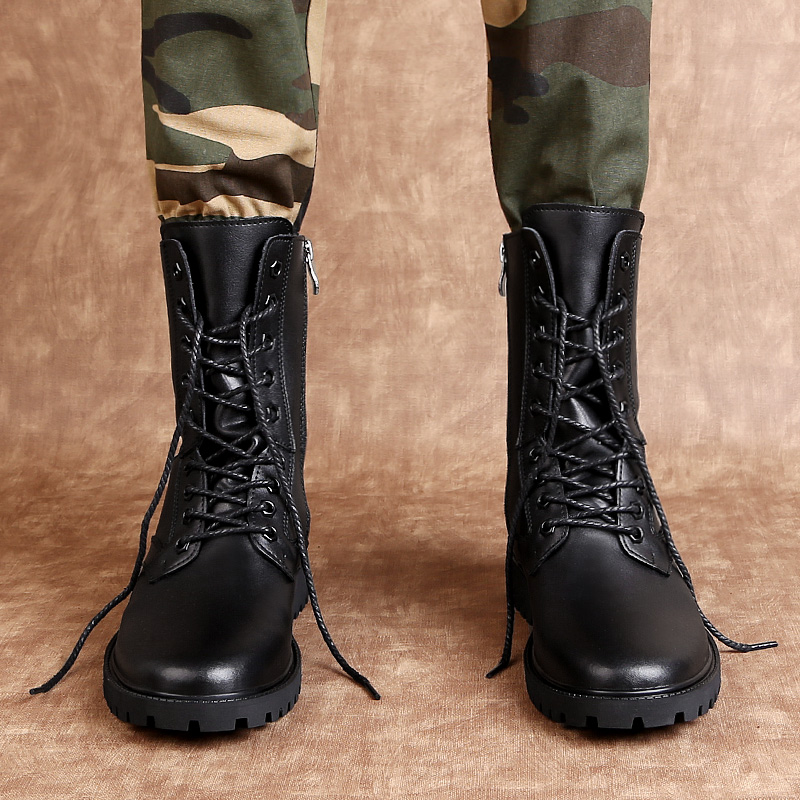 Sepatu Bot Kulit Pria Setinggi - Mens Fashion Combat Boots ulasan dan harga