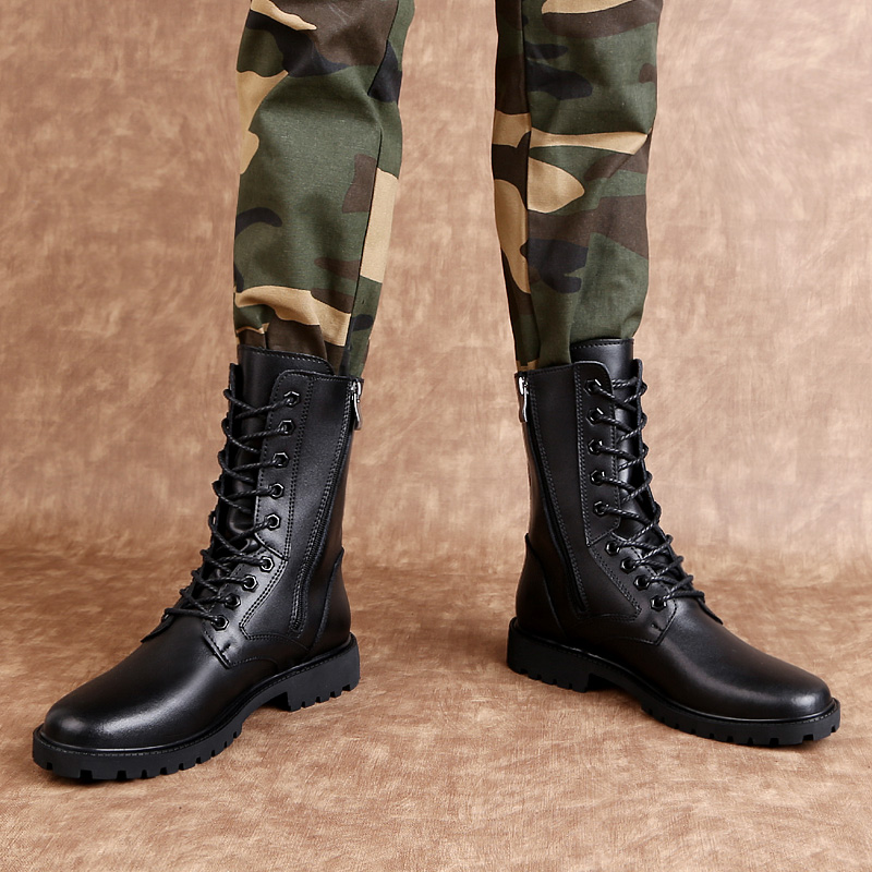 Sepatu Bot Kulit Pria Setinggi - Mens Fashion Combat Boots ulasan dan harga
