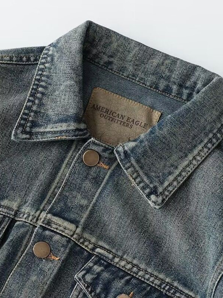 Jaket Denim Kaki Lurus Vintage - Mens Fashion Denim Jacket ulasan dan harga