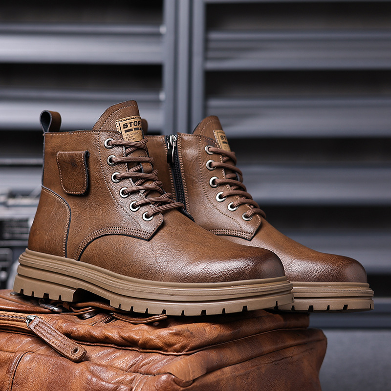 Sepatu Bot Kulit Vintage Cokel - Mens Fashion Combat Boots ulasan dan harga