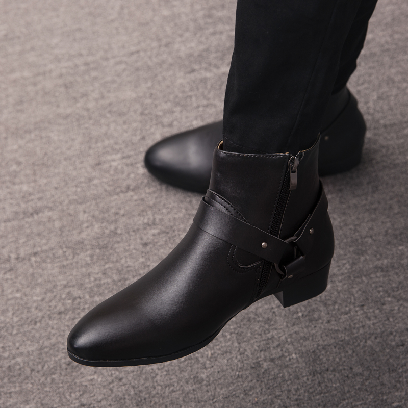 Sepatu Bot Pria Kulit PU Model - Mens Fashion Dress ulasan dan harga