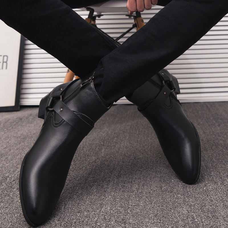 Sepatu Bot Pria Kulit PU Model - Mens Fashion Dress ulasan dan harga