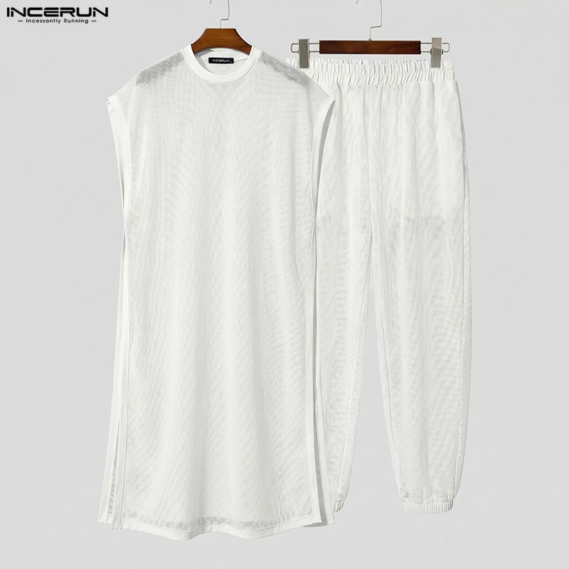 INCERUN Set Pria Bahan Mesh Tr - Mens Fashion Vest ulasan dan harga