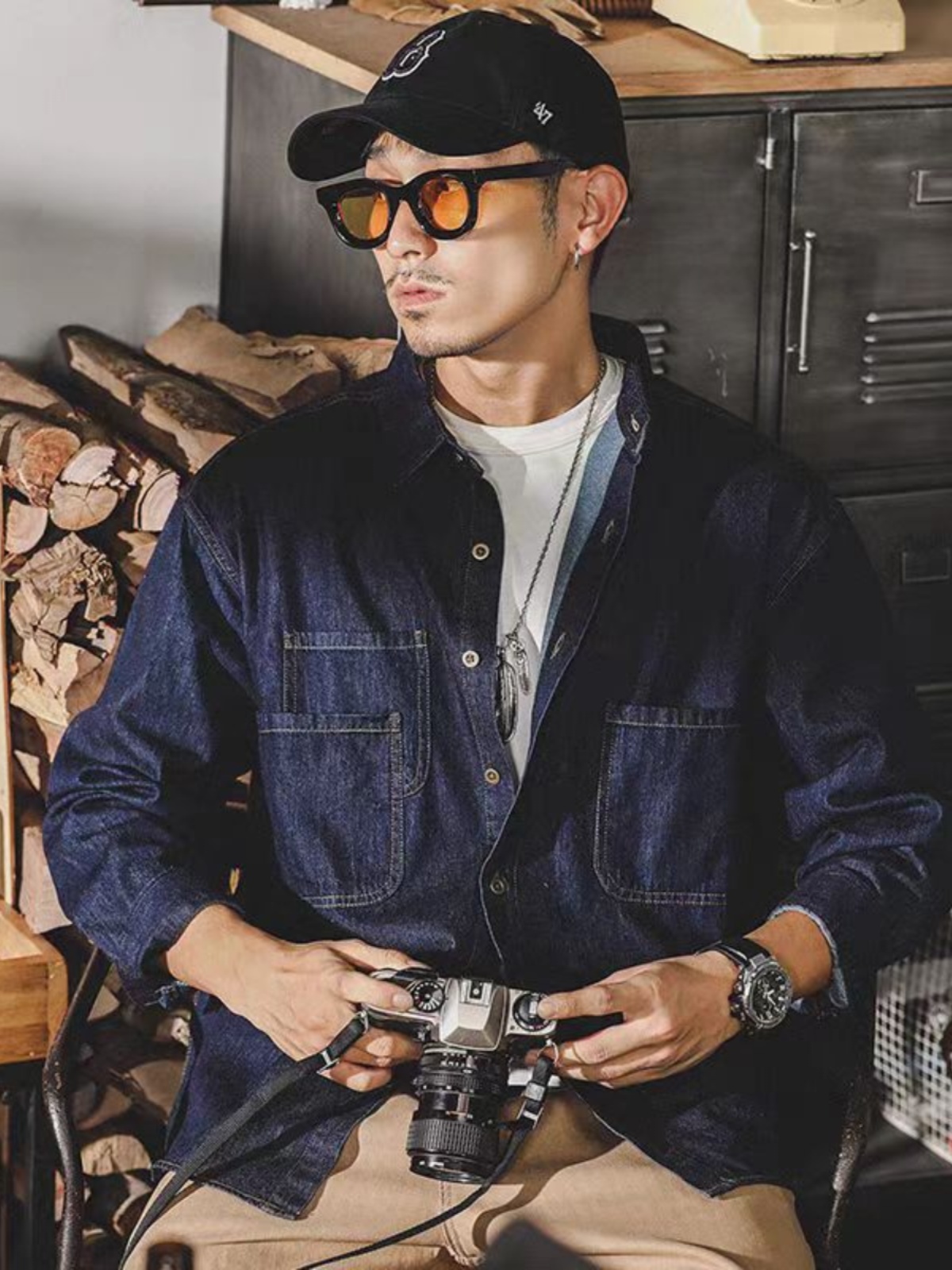 Jaket Denim Retro Amerika Pria - Mens Fashion Denim Jacket ulasan dan harga