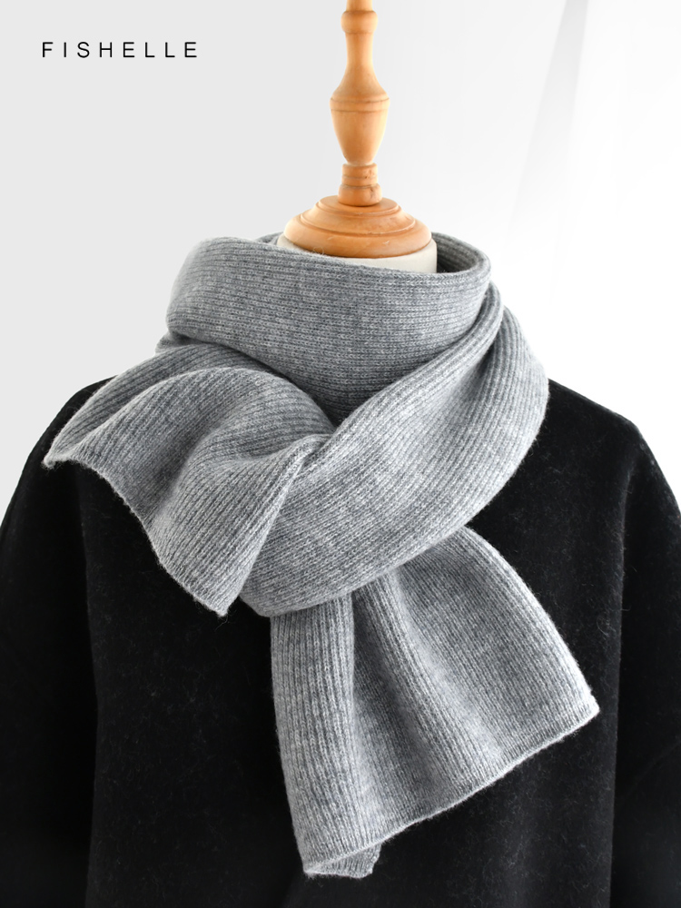 Syal rajut warna polos abu-abu - Men Scarf Wool ulasan dan harga