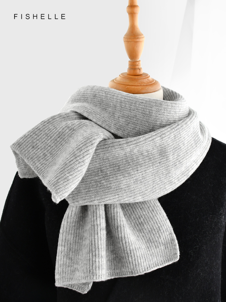 Syal rajut warna polos abu-abu - Men Scarf Wool ulasan dan harga