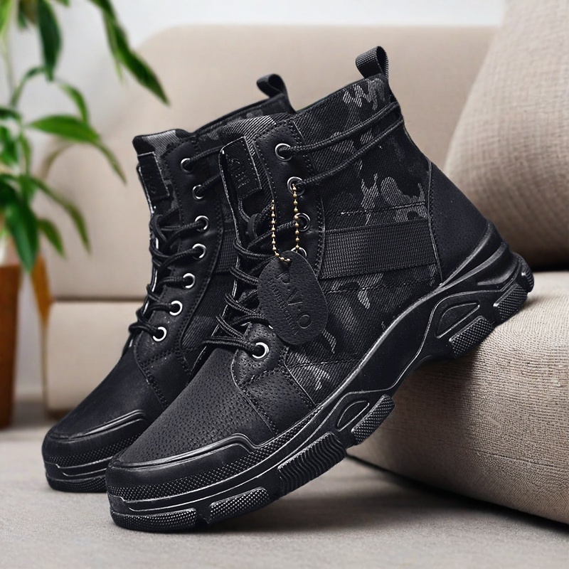 Sepatu Bot Tempur Pria Model M - Mens Fashion Combat Boots ulasan dan harga