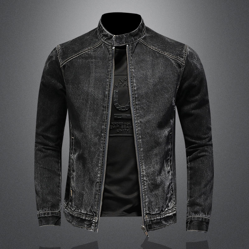Jaket Bomber Denim kerah berdi - Mens Fashion Denim Jacket ulasan dan harga