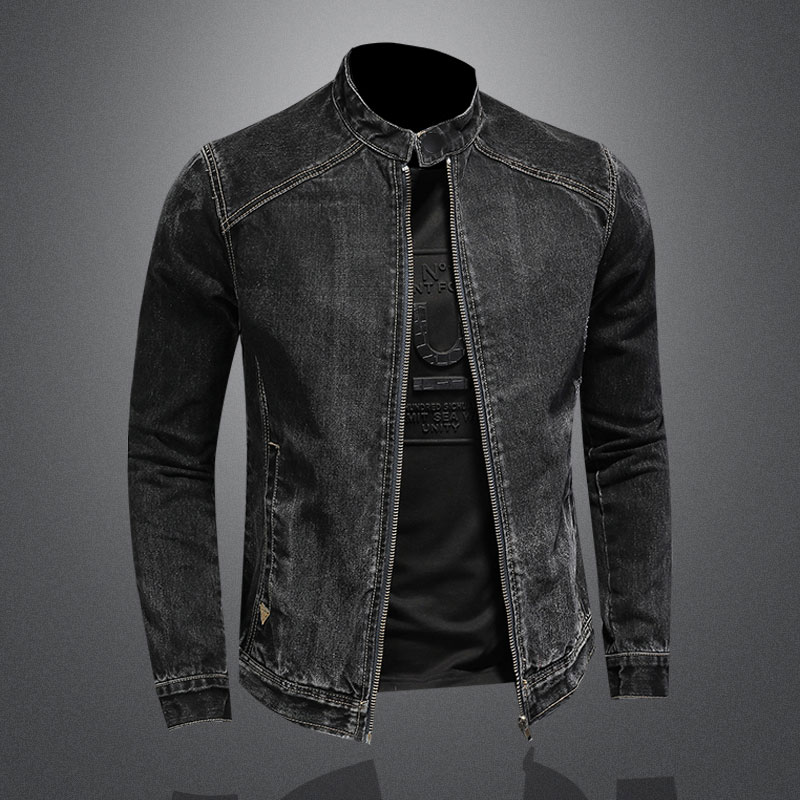 Jaket Bomber Denim kerah berdi - Mens Fashion Denim Jacket ulasan dan harga
