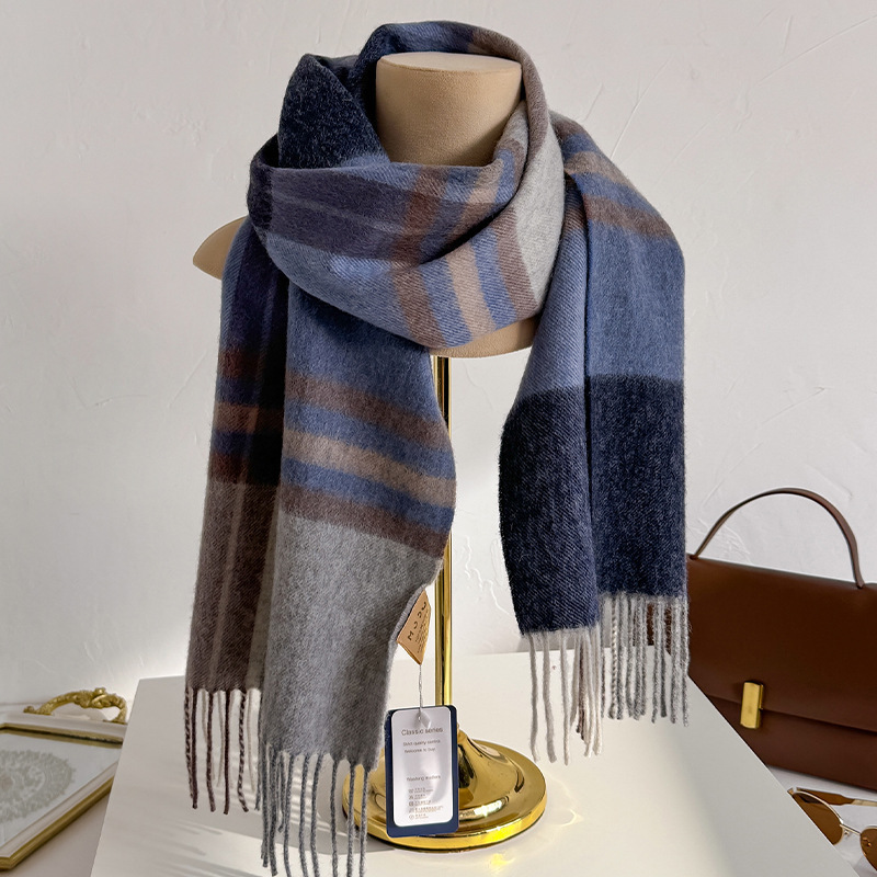 100% Syal Wol Kotak-kotak Wani - Men Scarf Wool ulasan dan harga
