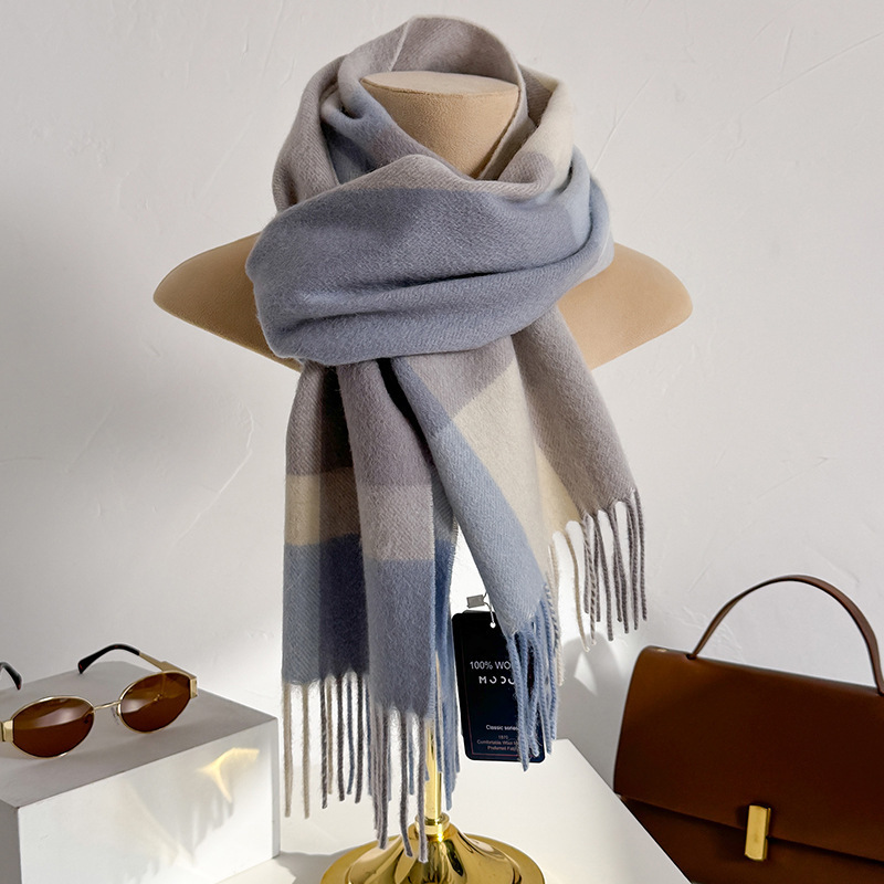 100% Syal Wol Kotak-kotak Wani - Men Scarf Wool ulasan dan harga