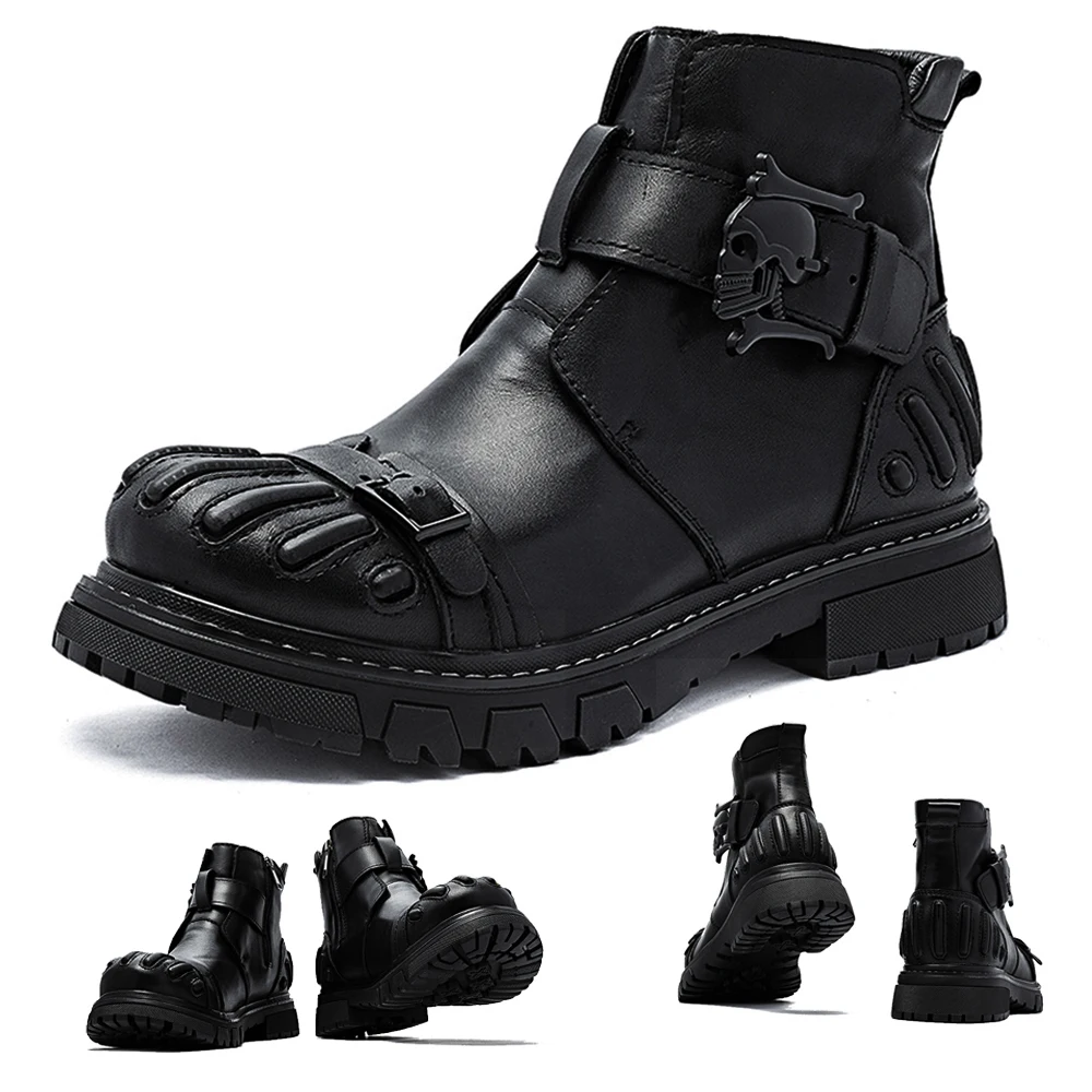 Sepatu Bot Motor Punk Tengkora - Mens Fashion Combat Boots ulasan dan harga
