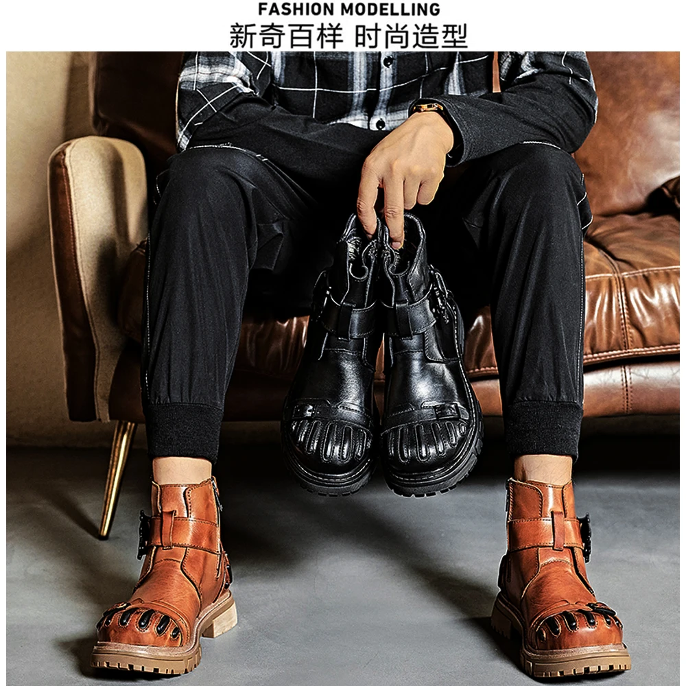 Sepatu Bot Motor Punk Tengkora - Mens Fashion Combat Boots ulasan dan harga