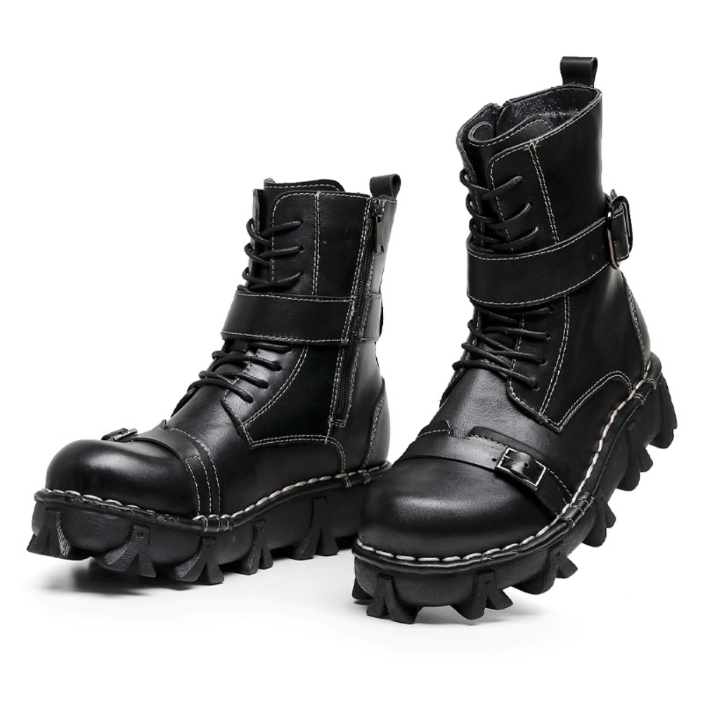 Sepatu Bot Kulit Asli Pria unt - Mens Fashion Combat Boots ulasan dan harga