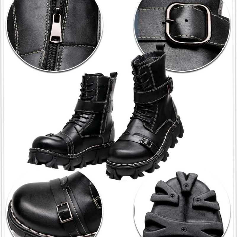 Sepatu Bot Kulit Asli Pria unt - Mens Fashion Combat Boots ulasan dan harga
