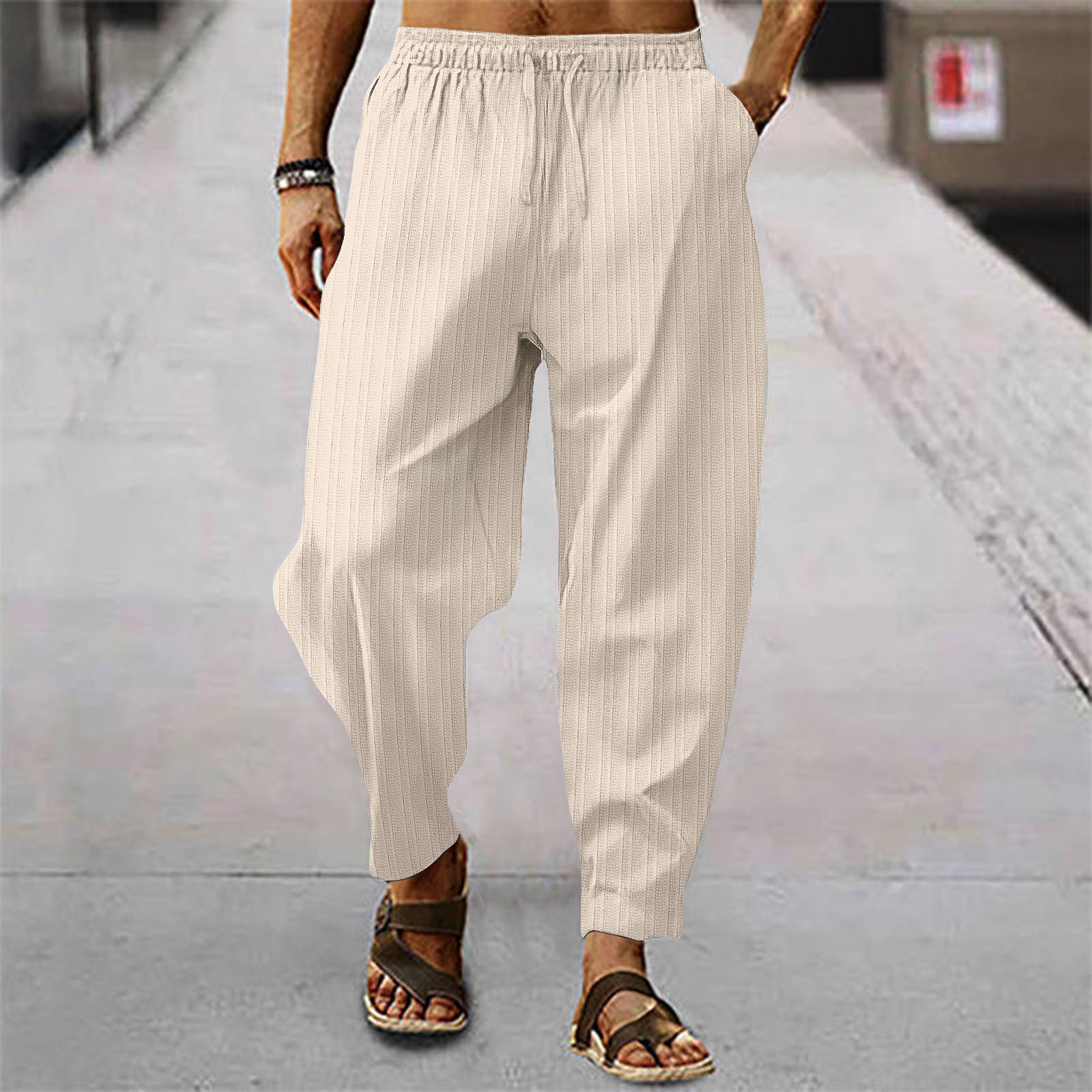 Celana Panjang Linen Pria Mode - Men'S Fashion Linen Pants ulasan dan harga