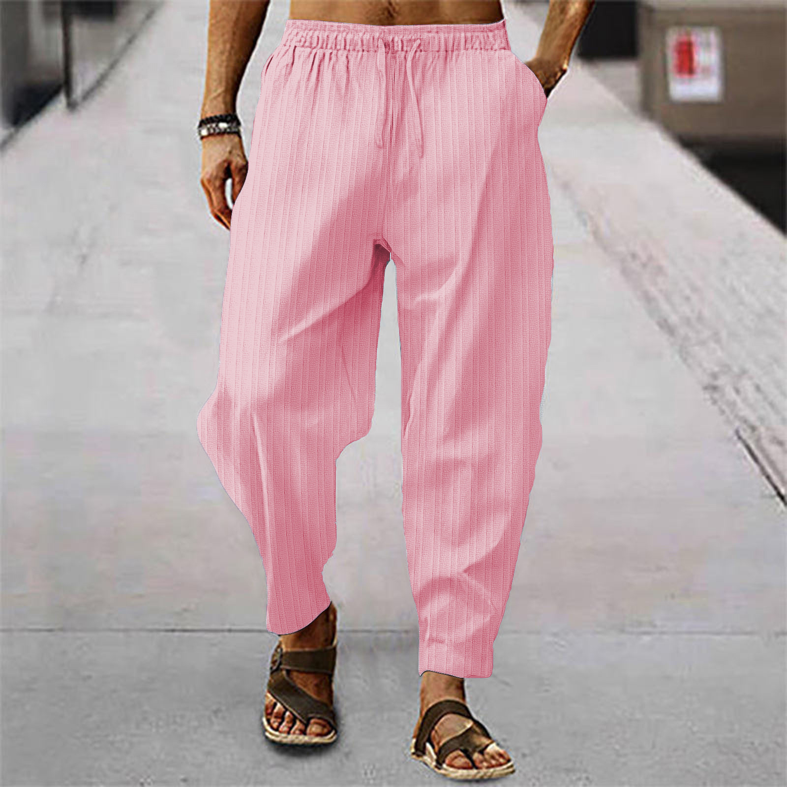 Celana Panjang Linen Pria Mode - Men'S Fashion Linen Pants ulasan dan harga
