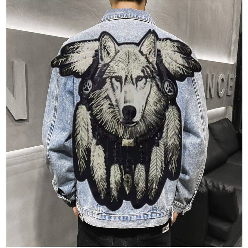 Jaket Jeans Patch Bordir Serig - Mens Fashion Denim Jacket ulasan dan harga