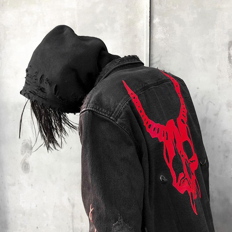 Jaket Denim Gambar Tengkorak M - Denim Jacket Vintage ulasan dan harga