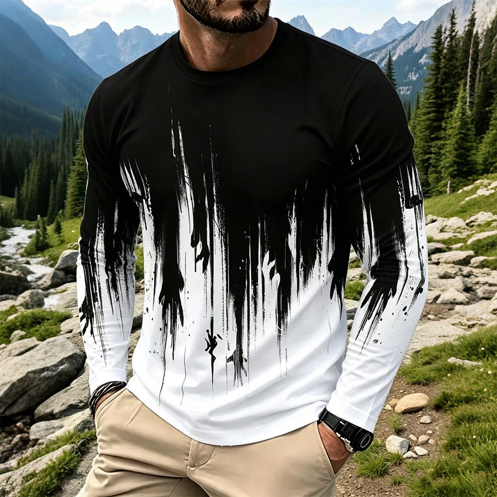 Kaos Lengan Panjang Pria Motif - Mens Fashion Top ulasan dan harga