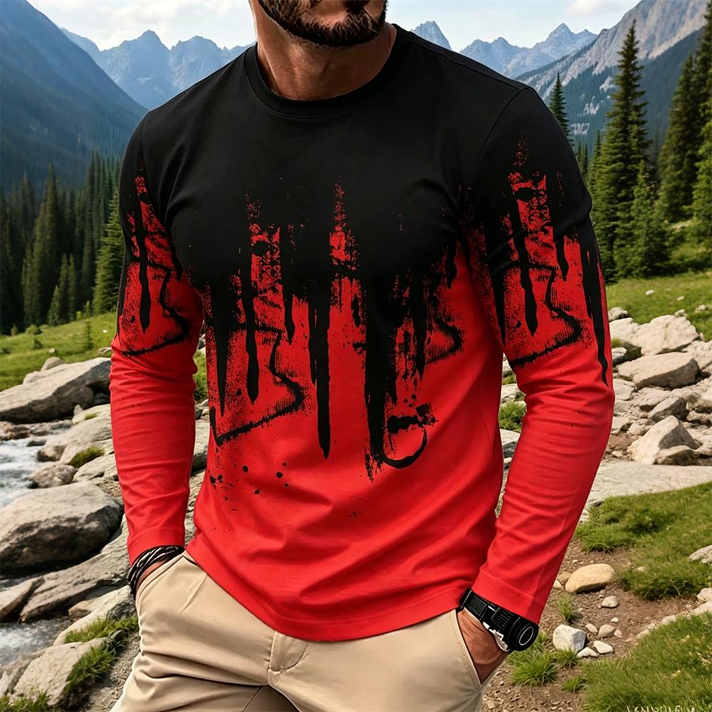 Kaos Lengan Panjang Pria Motif - Mens Fashion Top ulasan dan harga